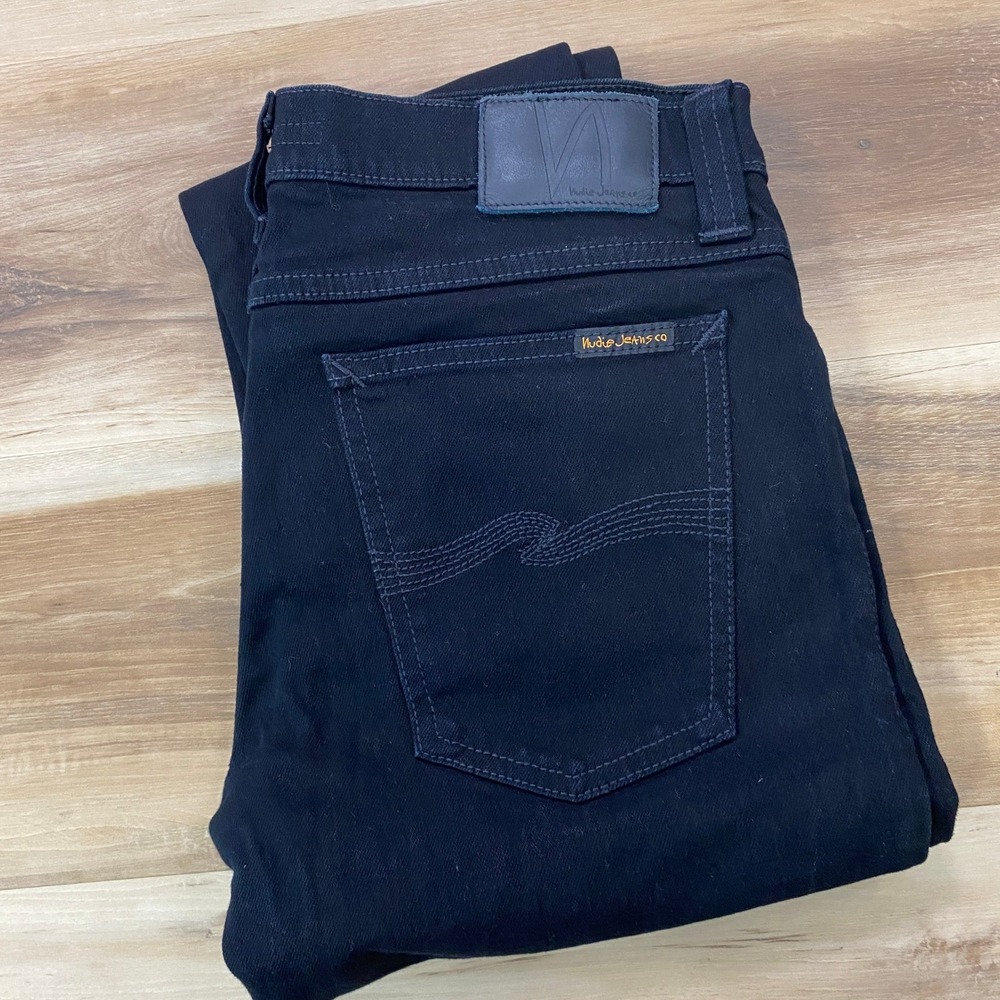 Nudie Jeans Co Tight Long John 30x32 Organic Cotton Slim Black Jeans